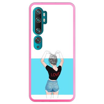 Capa Hapdey para Xiaomi Mi Note 10 - Note 10 Pro - CC9 Pro | Silicone Flexível em TPU | Design Símbolo do coração, o amor está no ar - Rosa