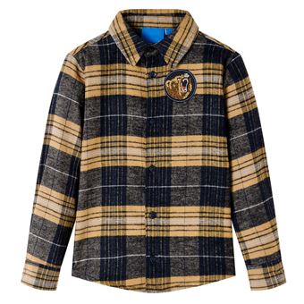 Camisa de xadrez para criança | vidaXL | amarelo e preto 116 | 5 a 6 anos - 1