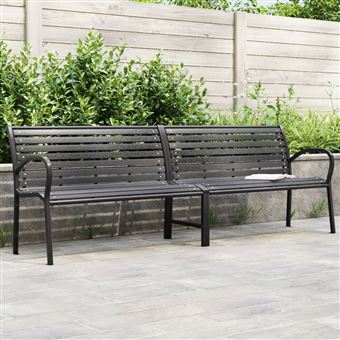 Banco de jardim duplo vidaXL | 231 cm | Aço e WPC preto - 1