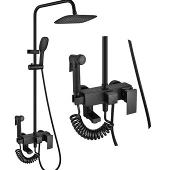 Sistema de Chuveiro com Altura Ajustável Tavalax D2 - Preto - 1