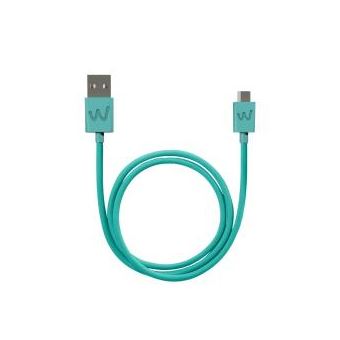 Wiko WKPWCA100S1 Cable USB 1 m, USB A, Micro-USB B, Male Connector/Male Connector, Turquesa