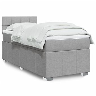 Cama com molas/colchão vidaXL | 90x190 cm | tecido cinzento-claro - 1