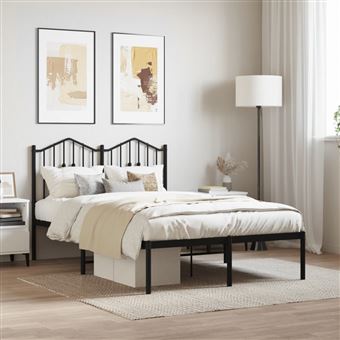 Estrutura de Cama com Cabeceira vidaXL | 120x190 cm | metal preto - 1