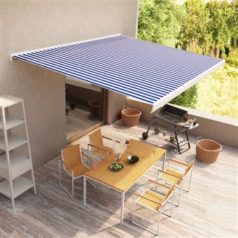 Toldo Motorizado com Caixa vidaXL 450x300 cm azul e branco - 1