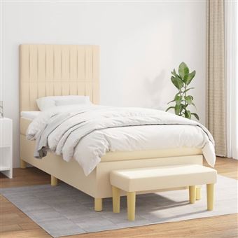 Cama com Molas e Colchão vidaXL | 80x200 cm | tecido cor crème - 1