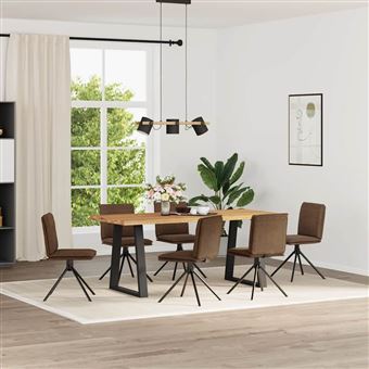 Cadeiras de Jantar vidaXL | 6 Peças | camurça artificial castanho - 1