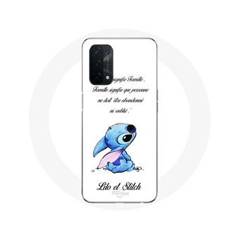 Capa Maniacase para Oppo A74 5G com Lilo e Stitch e a citação """"Ohana"""" em branco - 1