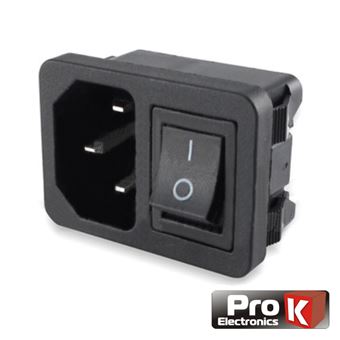 Ficha Alimentação Prok Iec C14 Macho Painel Com Interruptor - 1