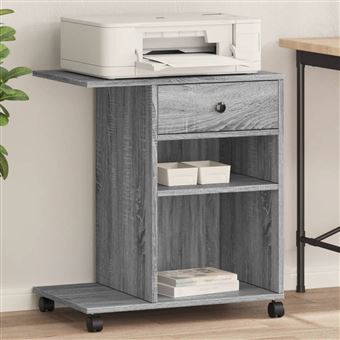 Suporte para impressora com rodas vidaXL | 60x40x68,5 cm | cinzento sonoma - 1