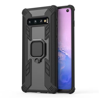 Capa Magunivers de TPU Estilo Guerreiro Preto com Suporte de Anel para Samsung Galaxy S10