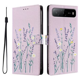 Capa FLOODKING para infinix Hot 60i 5G | Suporte | Porta-Cartões e Alça | Padrões Decorativos | Roxo - 1