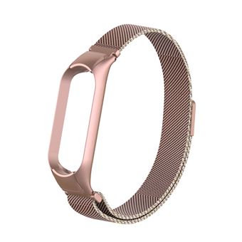 Bracelete de Aço Inoxidável HSMY para Xiaomi Mi Band 4/ 3 - Rosa Escuro - 1