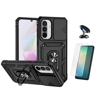 Kit Vidro Temperado Cleargorilasglass + Capa de Proteção Militar Magnética Janela + Suporte Magnético Gift4Me para Samsung Galaxy A17 4G - Preto - 1