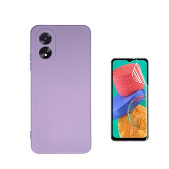 Kit Película Hydrogel Full Cover Frente + Capa Silicone Líquido Phonecare para Oppo A38 4G - Roxo - 1