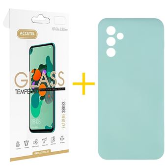 Pack 1 x Película de Vidro Temperado 2.5D + Capa Accetel para Samsung Galaxy S25 + 5G (PLUS) | Silicone Líquido | Verde-Água - 1