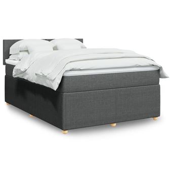 Cama com molas/colchão vidaXL | 140x190 cm | tecido cinzento-escuro - 1