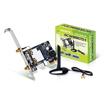 placa de rede Gigabyte GC-WB867D-I  WLAN / Bluetooth 867 Mbit/s Interno  Alumínio e Verde - 1