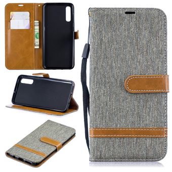 Capa PU Magunivers colorido sortido tecido jeans stand cinza para Samsung Galaxy A50