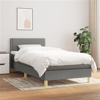 Cama com molas e colchão vidaXL | 90x190 cm | tecido cinza-escuro - 1