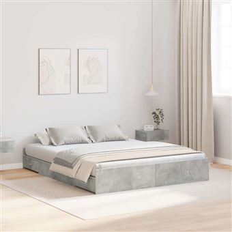 Estrutura de cama com arrumação vidaXL | Cinzento cimento | 135 x 190 cm - 1