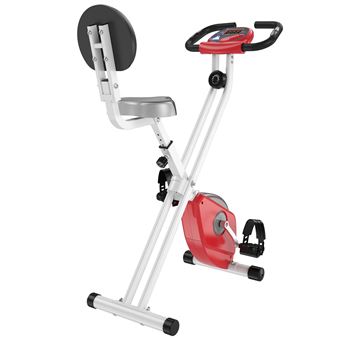 Bicicleta Estática Homcom | Dobrável | Assento Ajustável | Ecrã LCD | Aço 43x97x109 cm - Vermelho - 1