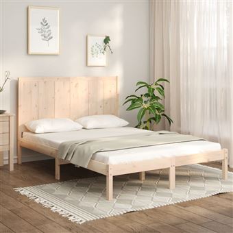 Estrutura de Cama Dupla Pequena vidaXL | 4FT | 120x190 cm | Pinho Maciço - 1