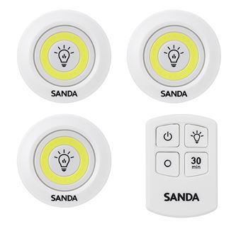 3 x Foco LED com Comando à Distância SANDA SD-5726 | Branco - 1