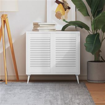 Portas de armário vidaXL com design de persiana | 2 Peças | pinho maciço branco - 1