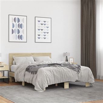 Estrutura de cama vidaXL | 135x190 cm | derivados madeira/metal - 1