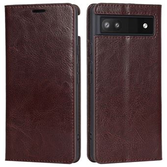 Capa de couro genuíno textura café Magunivers para Google Pixel 6a - 1