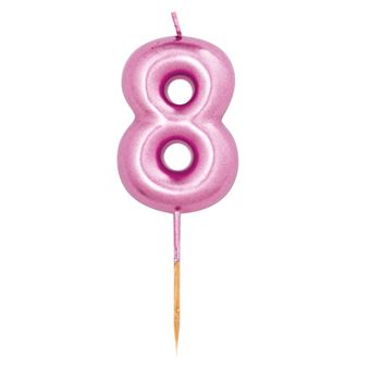 Vela de Aniversário Omnific | Nº 8 | Rosa Fucsia Metalizado - 1