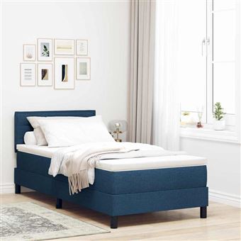 Cama Box com Colchão e Cabeceira vidaXL | Azul | 100 x 200 cm | tecido - 1