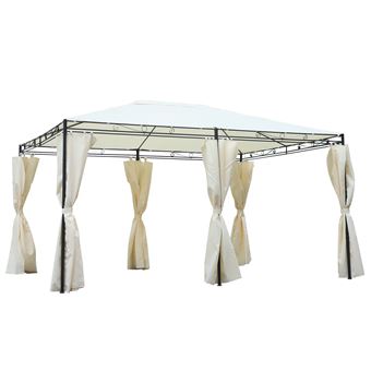 Pavilhão Exterior Outsunny | Cobertura de Jardim com Tecido Poliéster Resistente aos Raios UV | Armação de Ferro | 4 x 3 x 2.55 m - 1