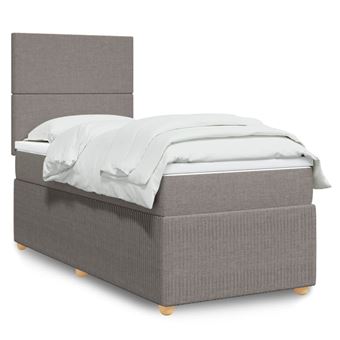 Cama com molas/colchão vidaXL | 90x200 cm | tecido castanho-acinzentado - 1