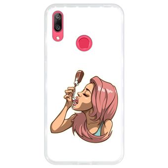 Capa Hapdey para Huawei Y7 2019 - Y7 Prime 2019 Design Mulher com Gelado em Silicone Flexível e TPU
