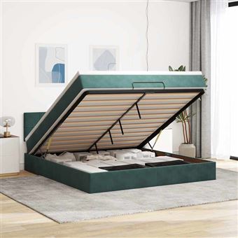 Estrutura de cama otomana com colchão vidaXL | 180x200 cm | verde escuro - 1