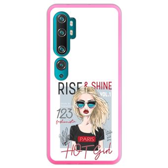 Capa Hapdey para Xiaomi Mi Note 10 - Note 10 Pro - CC9 Pro | Silicone Flexível em TPU | Design Fique longe, levante-se e brilhe - Rosa