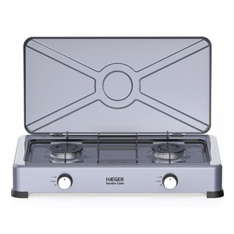 Fogareiro Haeger GC-02E.022A | Gás Butano/Propano | 60 cm | 2 Zonas | Cinzento - 1