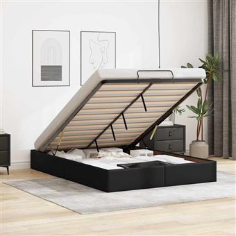 Estrutura de cama otomana sem colchão vidaXL | 140x190 cm | preta - 1