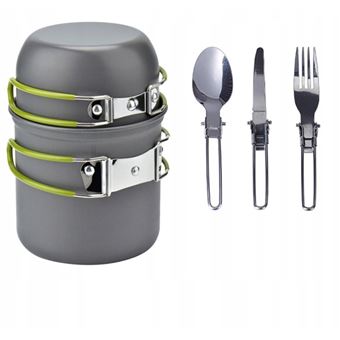 Conjunto de Panelas de Acampamento HSLA Portátil - Verde - 1