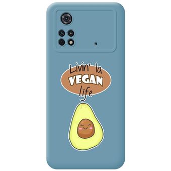 Capa Tumundosmartphone de silicone líquido azul para Xiaomi POCO M4 Pro 4G desenhos de design  Vegan Life - 1