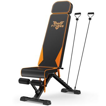 Banco de exercícios dobrável BIGZZIA | encosto ajustável em 8 posições | 4 ajustes do assento | com cordão | Carga máxima 400kg - 1