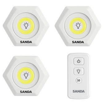 3 x Foco LED com Comando à Distância SANDA SD-5737 | Branco - 1