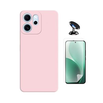 Kit Película Hydrogel Frente + Capa Silicone Líquido + Suporte Magnético PHONECARE para Oppo Reno14 F | Rosa - 1