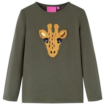 T-shirt de manga comprida para criança | vidaXL | caqui 116 | 5 a 6 anos - 1