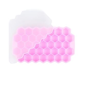 Cuvete de Gelo Reutilizável em Silicone com Tampa Removível Goeik - Rosa - 1
