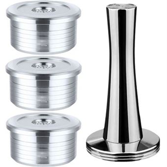 Pack 3 x Cápsulas Reutilizáveis com Pilão Compactador Antiimpacto para Máquinas Delta Q | Aço Inox - 1
