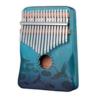 Piano Deal We Kalimba Thumb com Saco + Martelo + Livro de Música para Amantes de Música, Iniciantes, Crianças | 17 Teclas | Madeira de Mogno - Azul - 1