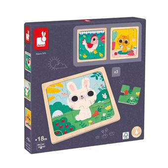 Puzzle de Madeira Janod J07113 9 Peças com 3 - 1