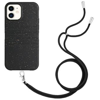 Capa de TPU + palha de trigo textura natural, totalmente biodegradável com alça Magunivers para iPhone 11 6.1'' - preto - 1